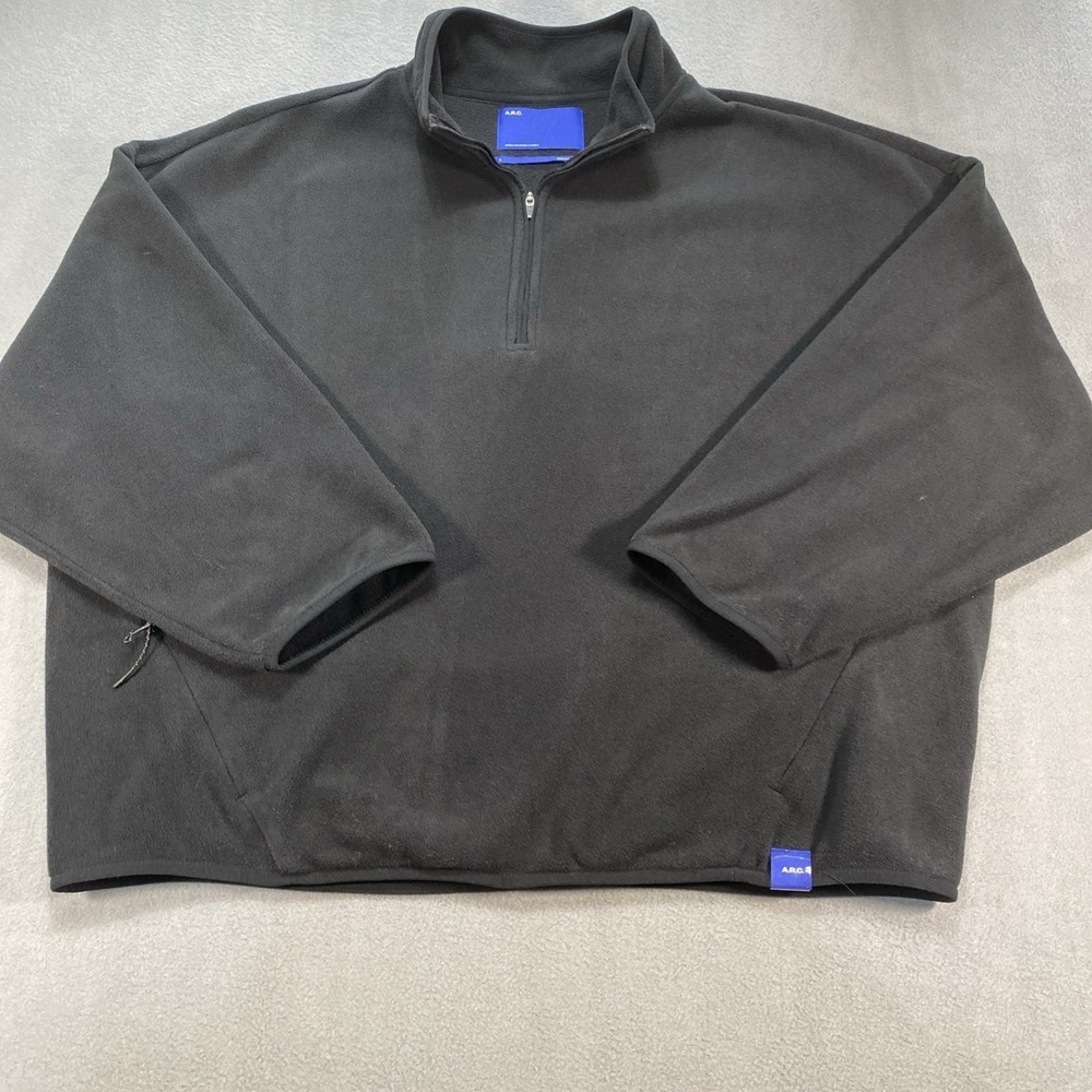 ARC Active Recreational Comfort Mens Fleece Pullover Quarter‎ Zip Black Large